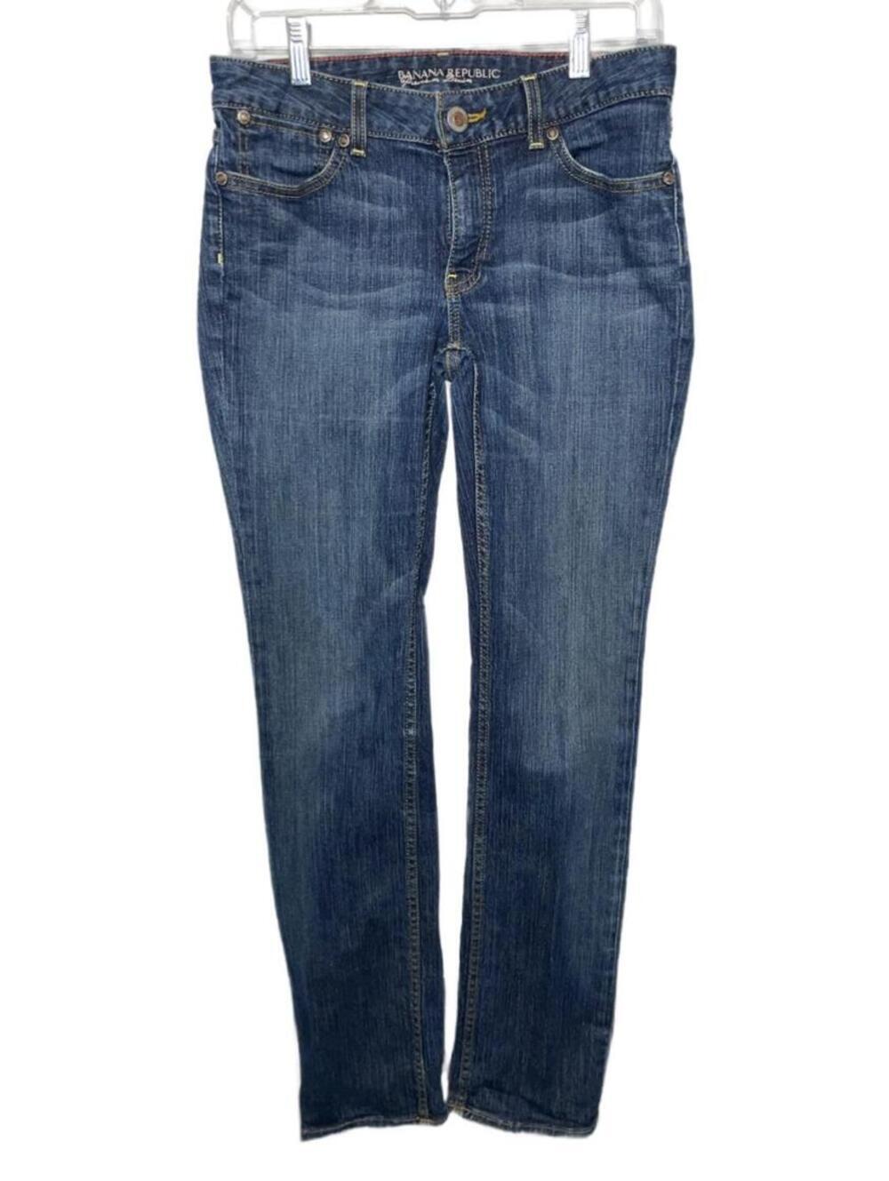 Banana Republic Premium Medium Wash, Mid-Rise Straight Jeans, Size 6 - Picture 2 of 7